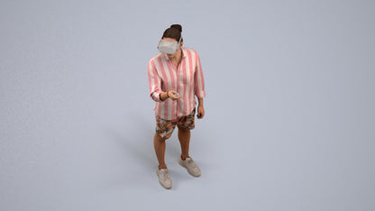 realistic 3D human man casual standing, archviz people FBX OBJ for Blender, back view render