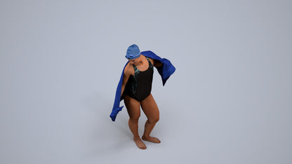 scanned 3D woman pool, photogrammetry people for Enscape and V-Ray, back view render