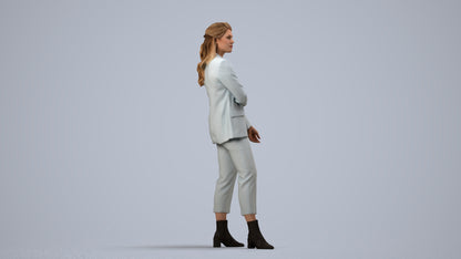 photogrammetry 3D woman business, realistic human model archviz FBX, side view render