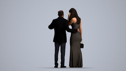 3D people model man formal couple, scanned human for 3ds Max rendering, front view render