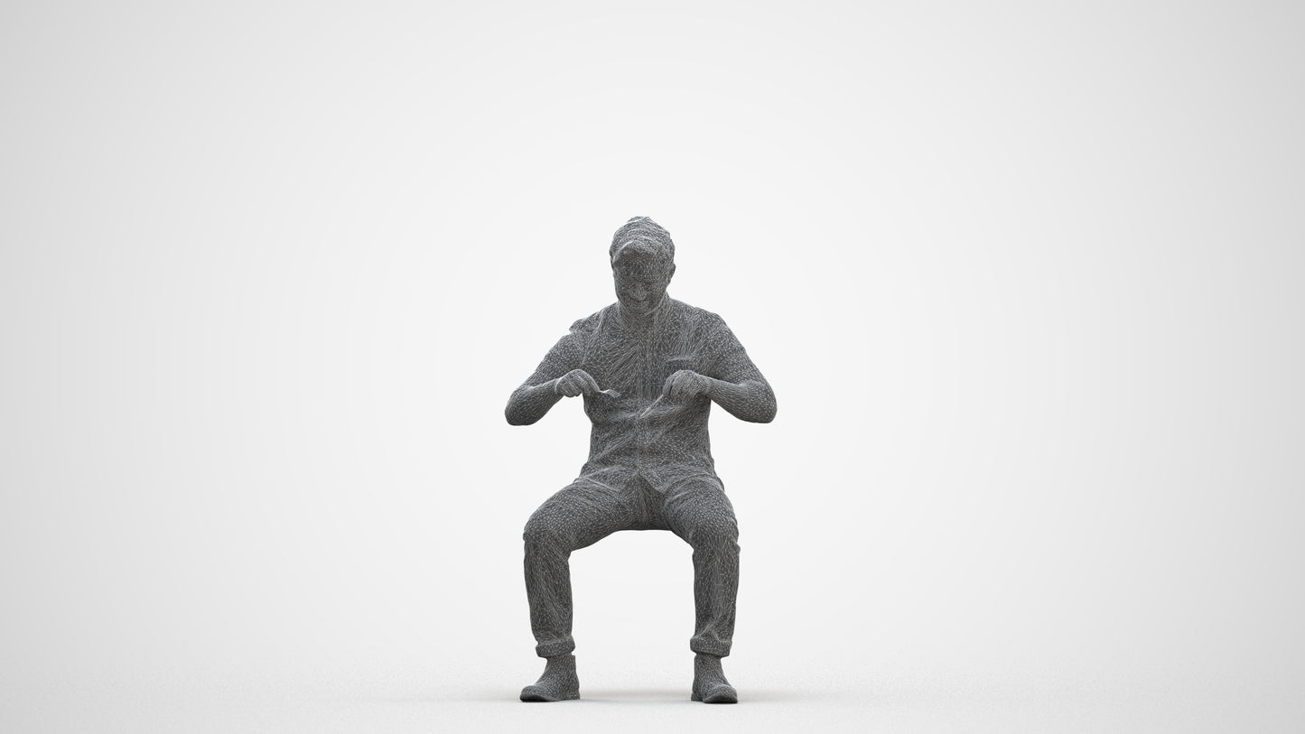 scanned 3D man casual business, photogrammetry people for Enscape and V-Ray, three-quarter front view render
