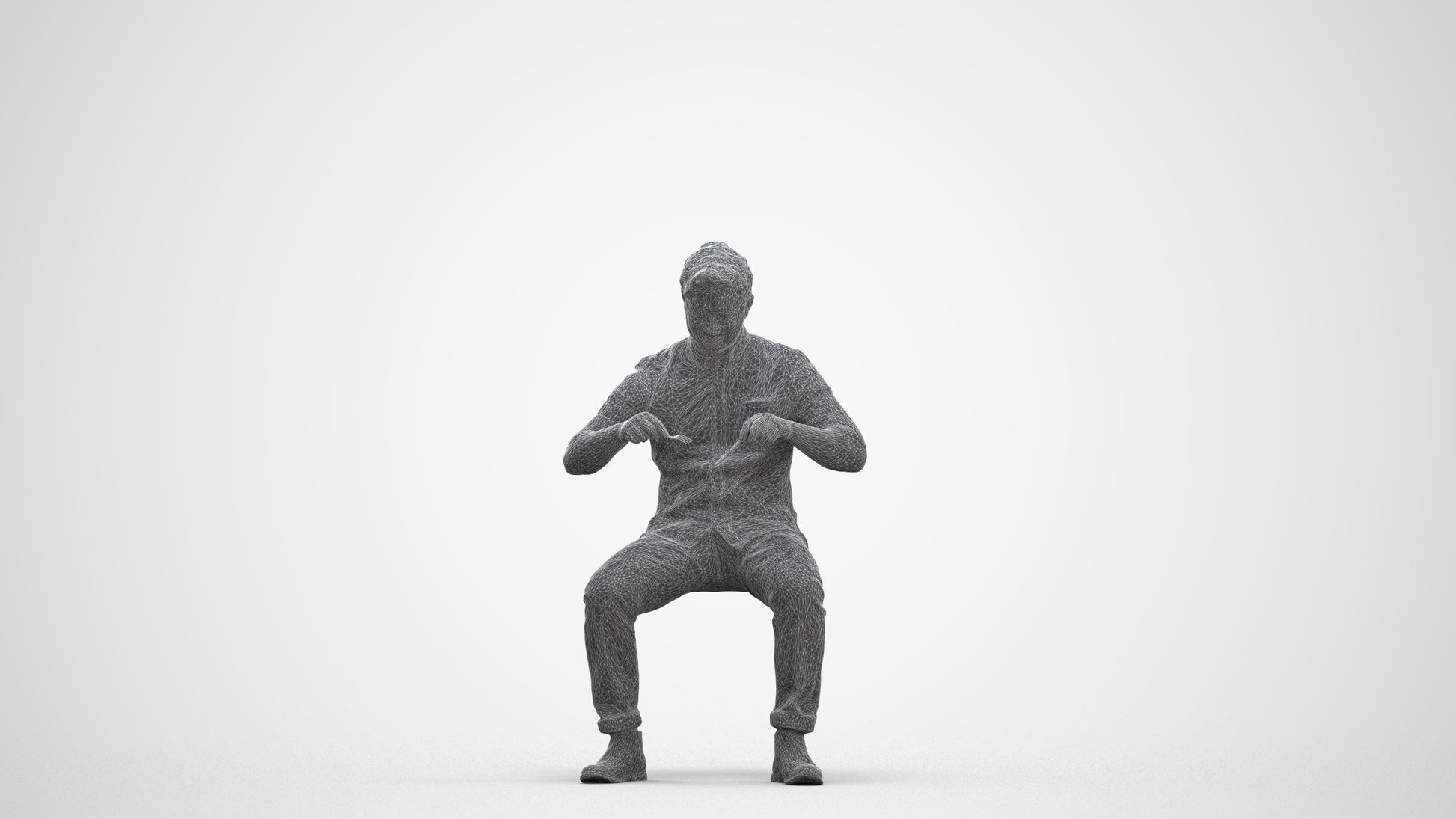 scanned 3D man casual business, photogrammetry people for Enscape and V-Ray, three-quarter front view render
