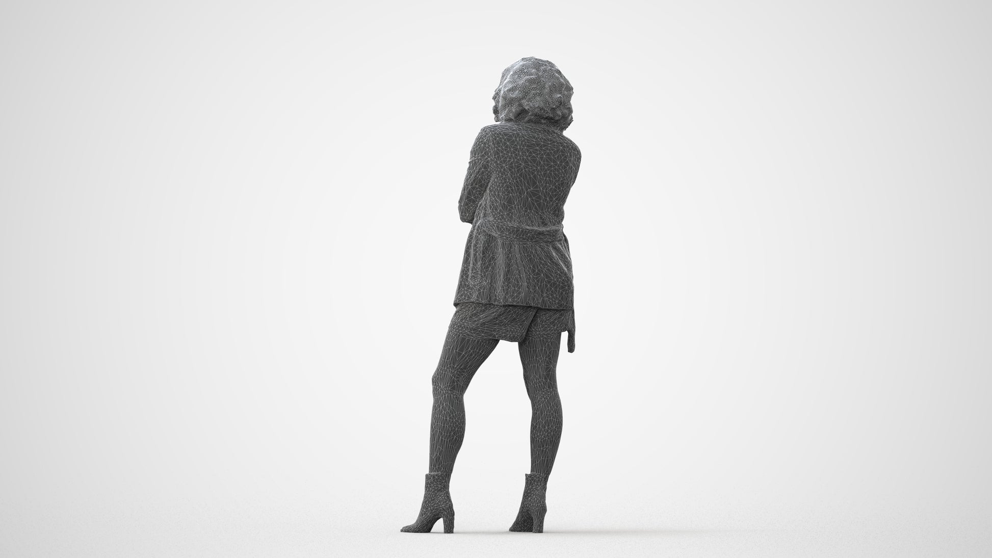 scanned 3D woman business standing, photogrammetry people for Enscape and V-Ray, square thumbnail