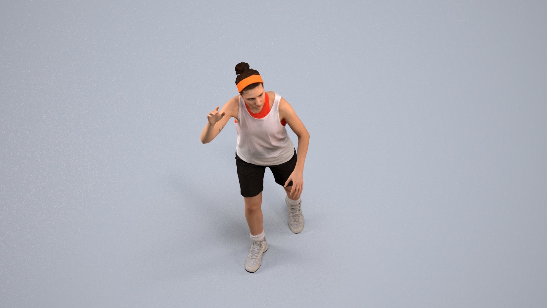 realistic 3D woman sport, scanned archviz people for Blender and 3ds Max, back view render