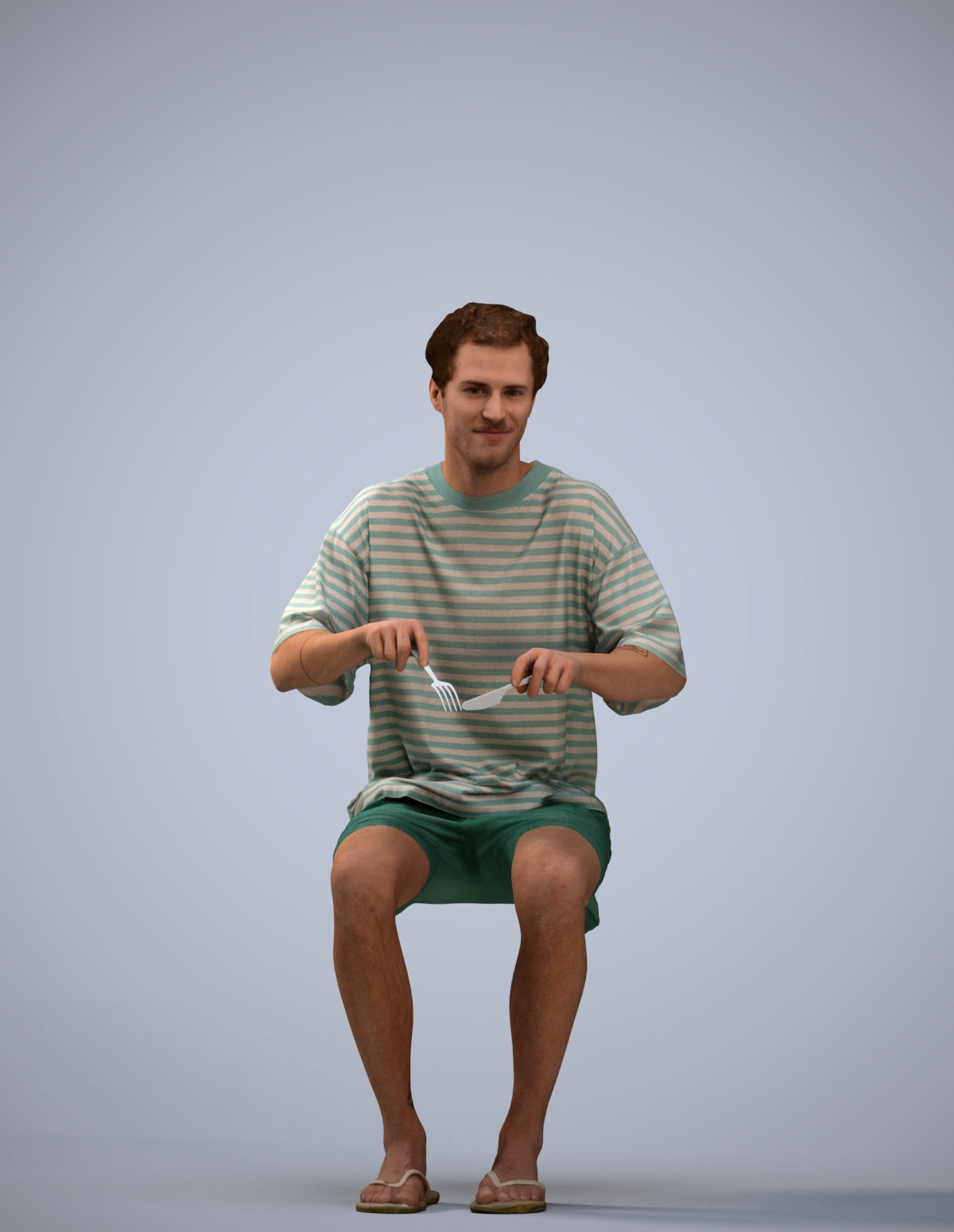 realistic 3D man casual sitting, scanned archviz people for Blender and 3ds Max