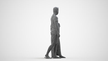 realistic 3D human girl kids, archviz people FBX OBJ for Blender, wireframe side view