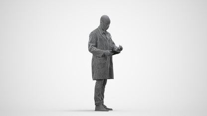 photogrammetry 3D man medical, realistic human model archviz FBX, wireframe side view