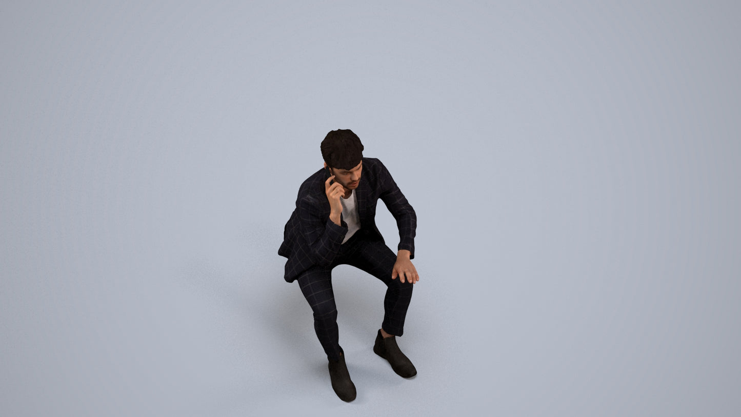 3D scanned man business, photorealistic archviz people for Enscape and SketchUp, back view render