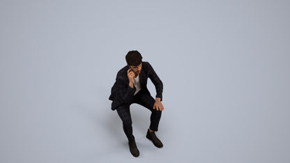 3D scanned man business, photorealistic archviz people for Enscape and SketchUp, back view render