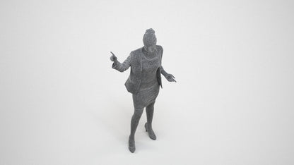 photogrammetry 3D woman business, realistic human model archviz FBX, wireframe three-quarter view