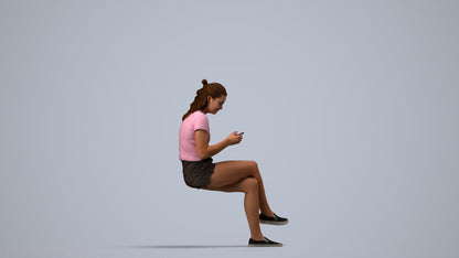 photogrammetry 3D girl casual kids, realistic human model archviz FBX, side view render