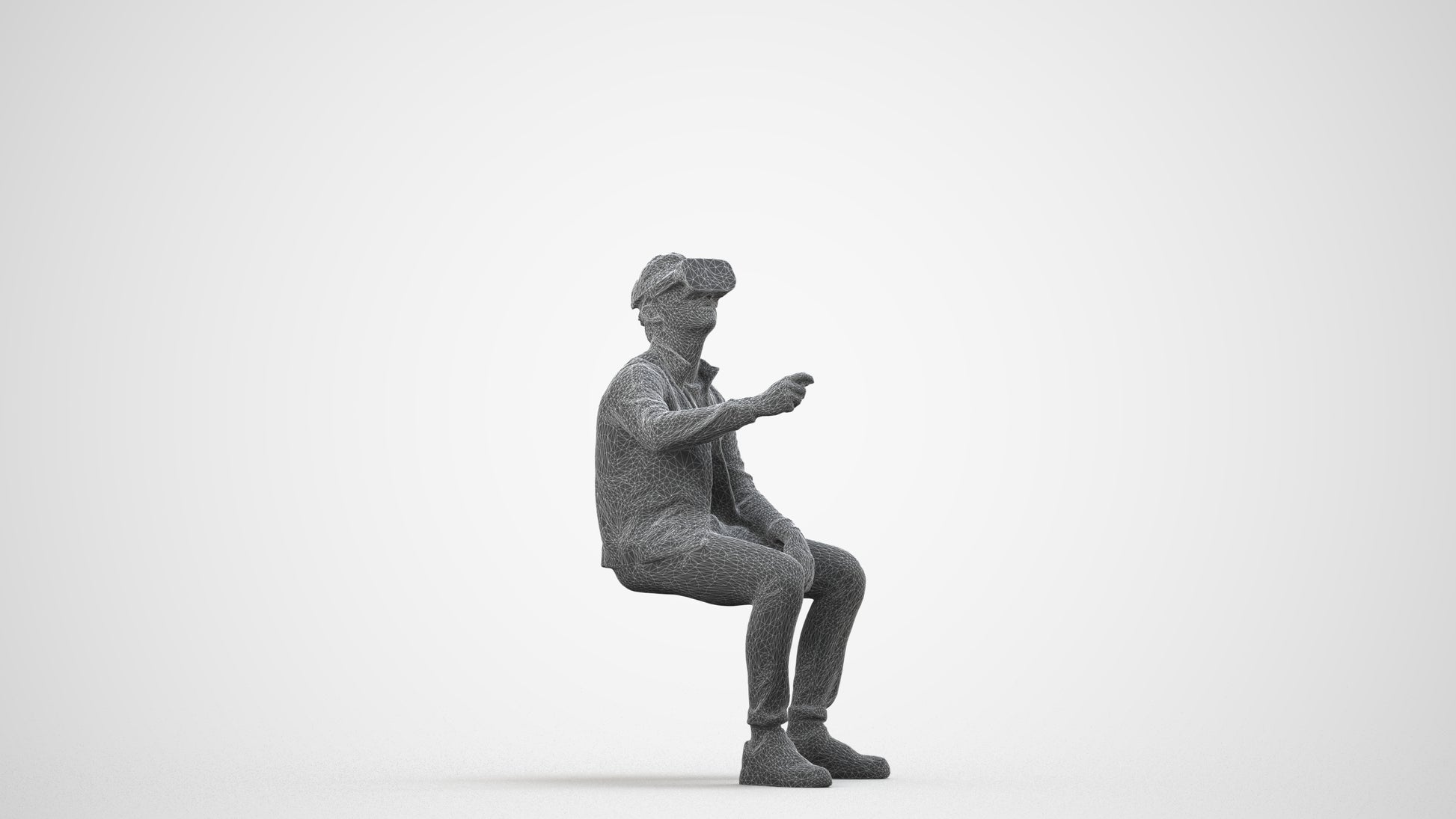 3D people model boy casual kids, scanned human for 3ds Max rendering, wireframe side view