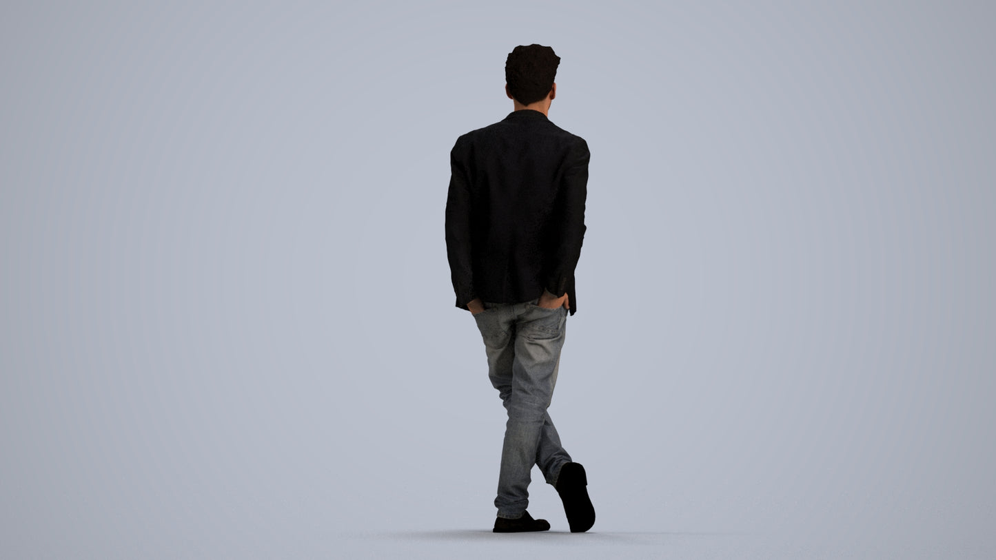 realistic 3D people man casual standing, render-ready for V-Ray and Corona, FBX OBJ, front view render