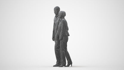 3D human model senior woman business couple, photogrammetry scanned person for archviz, square thumbnail