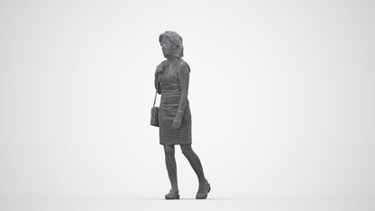 realistic 3D people woman business walking, render-ready for V-Ray and Corona, FBX OBJ, wireframe back view