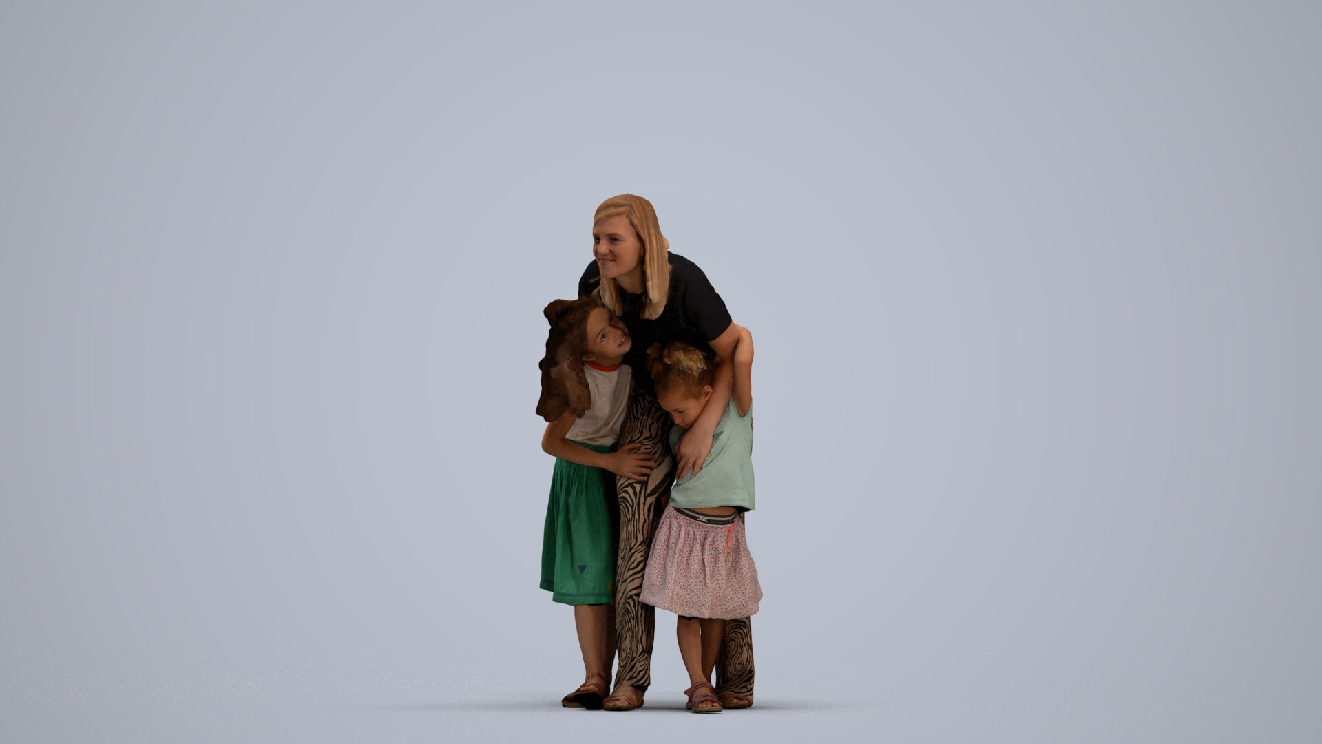 realistic 3D human girl casual kids, archviz people FBX OBJ for Blender, standing pose render