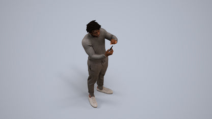 photogrammetry 3D man casual standing, realistic human model archviz FBX, back view render