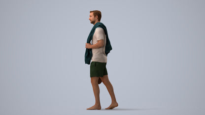 realistic 3D people man casual pool, render-ready for V-Ray and Corona, FBX OBJ, three-quarter view render