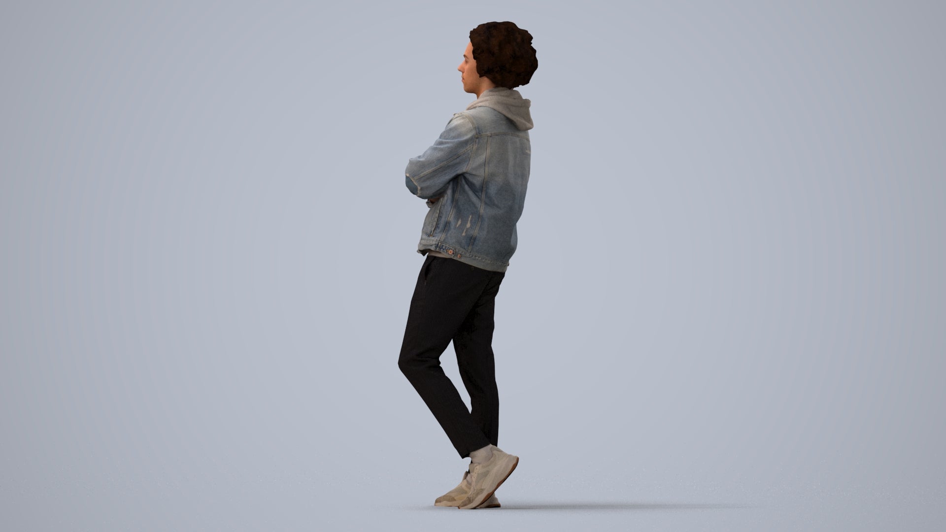 scanned 3D man casual standing, photogrammetry people for Enscape and V-Ray, three-quarter view render