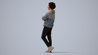 scanned 3D man casual standing, photogrammetry people for Enscape and V-Ray, three-quarter view render