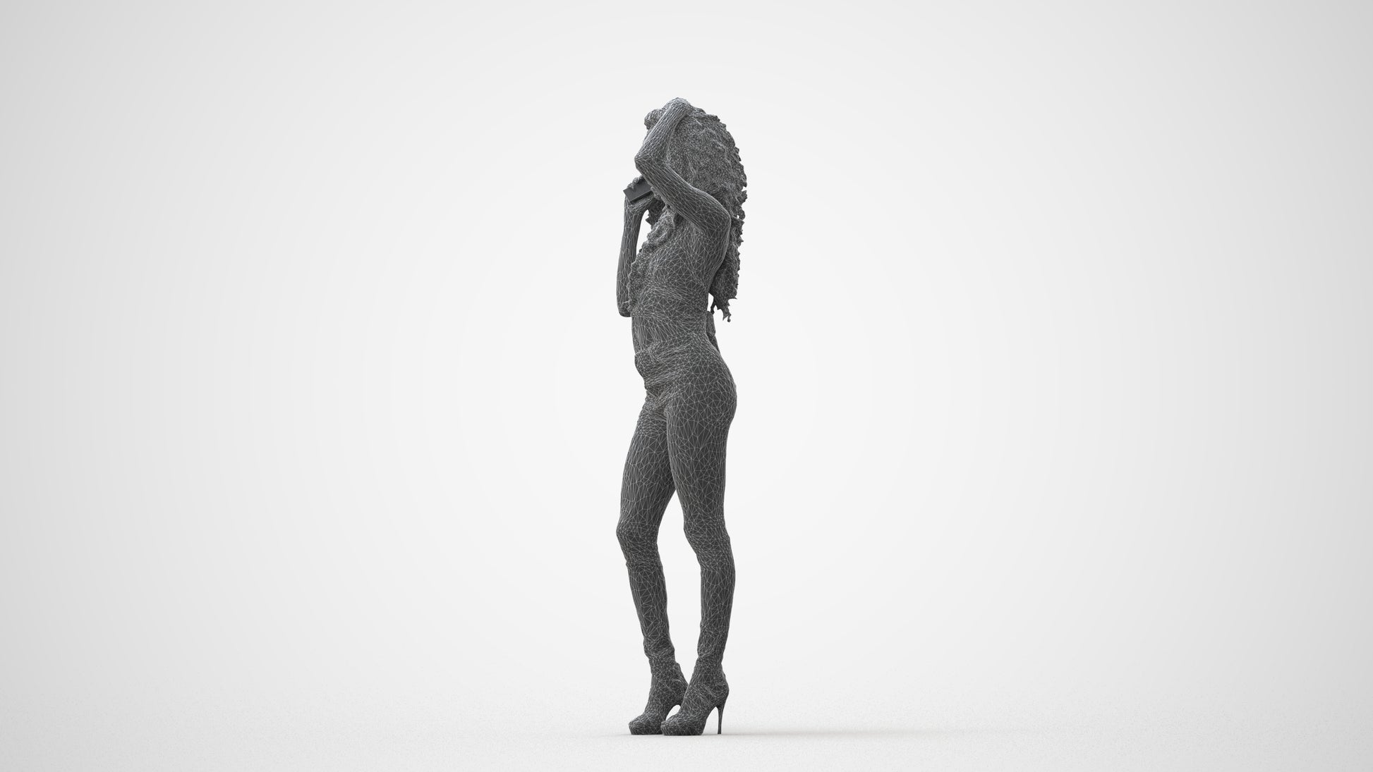 realistic 3D woman casual standing, scanned archviz people for Blender and 3ds Max, square thumbnail