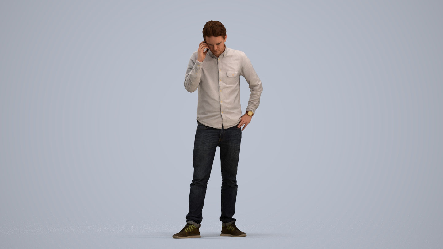 scanned 3D man casual standing, photogrammetry people for Enscape and V-Ray, standing pose render