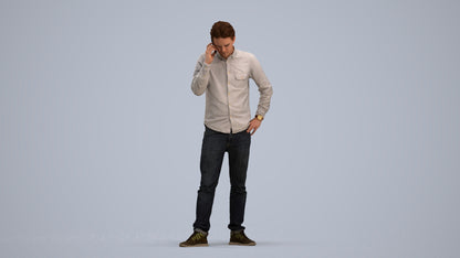 scanned 3D man casual standing, photogrammetry people for Enscape and V-Ray, standing pose render