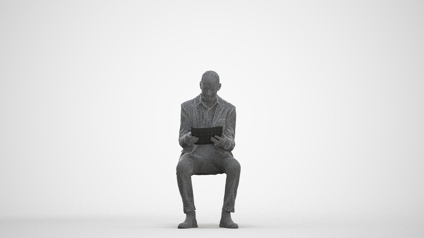 realistic 3D people senior man business, render-ready for V-Ray and Corona, FBX OBJ, three-quarter front view render
