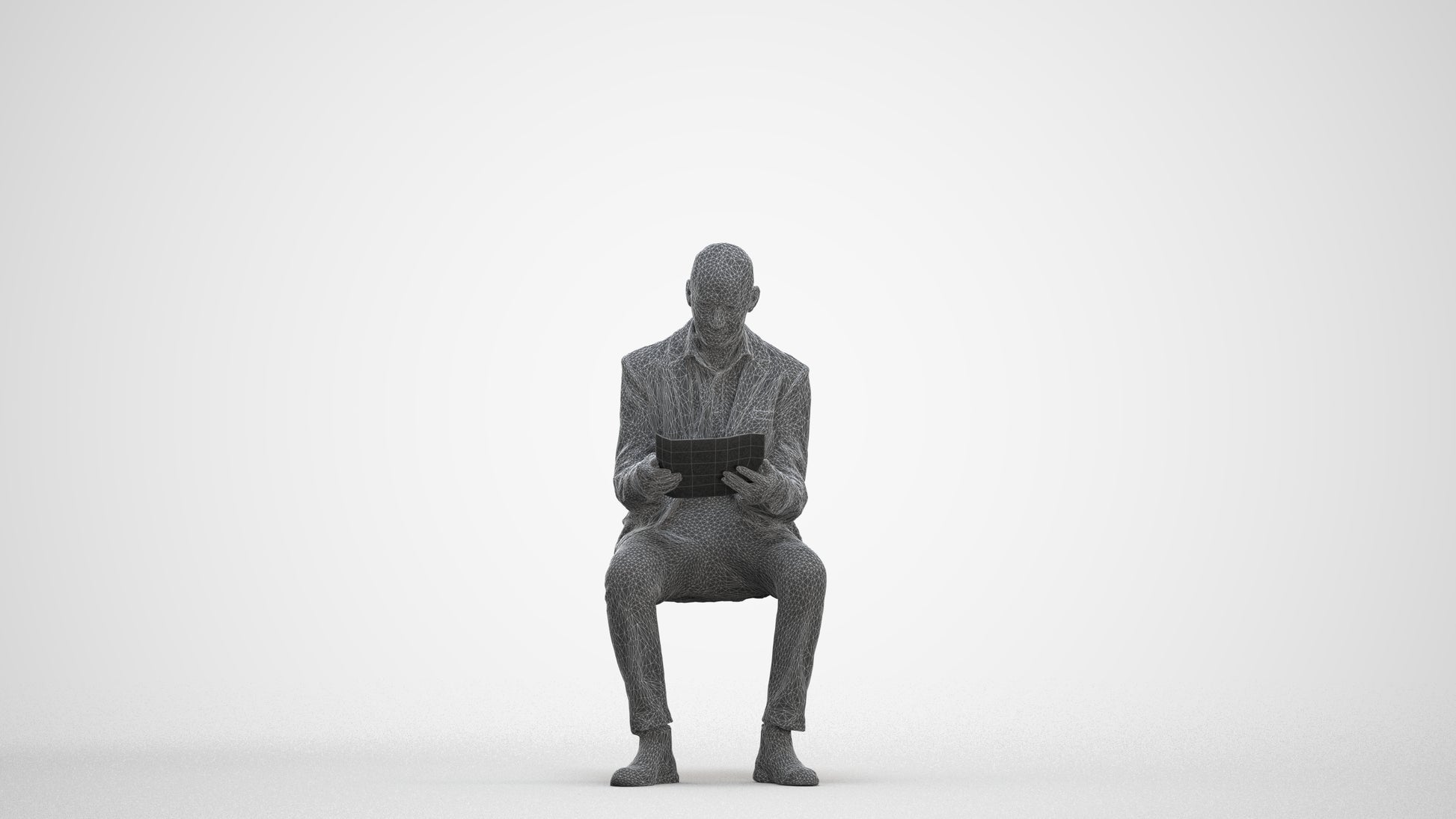 realistic 3D people senior man business, render-ready for V-Ray and Corona, FBX OBJ, three-quarter front view render