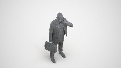 photogrammetry 3D man business, realistic human model archviz FBX, wireframe three-quarter view