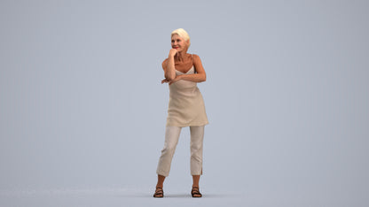 photogrammetry 3D senior woman casual standing, realistic human model archviz FBX, standing pose render