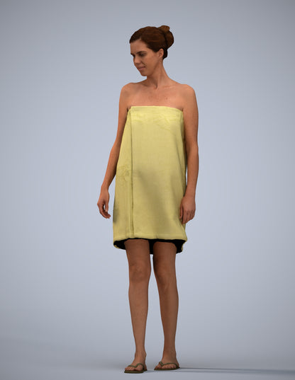 scanned 3D woman casual bathroom, photogrammetry people for Enscape and V-Ray