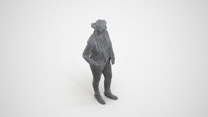 3D people model woman business standing, scanned human for 3ds Max rendering, wireframe three-quarter view