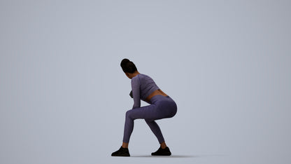 realistic 3D human woman sport, archviz people FBX OBJ for Blender, three-quarter view render