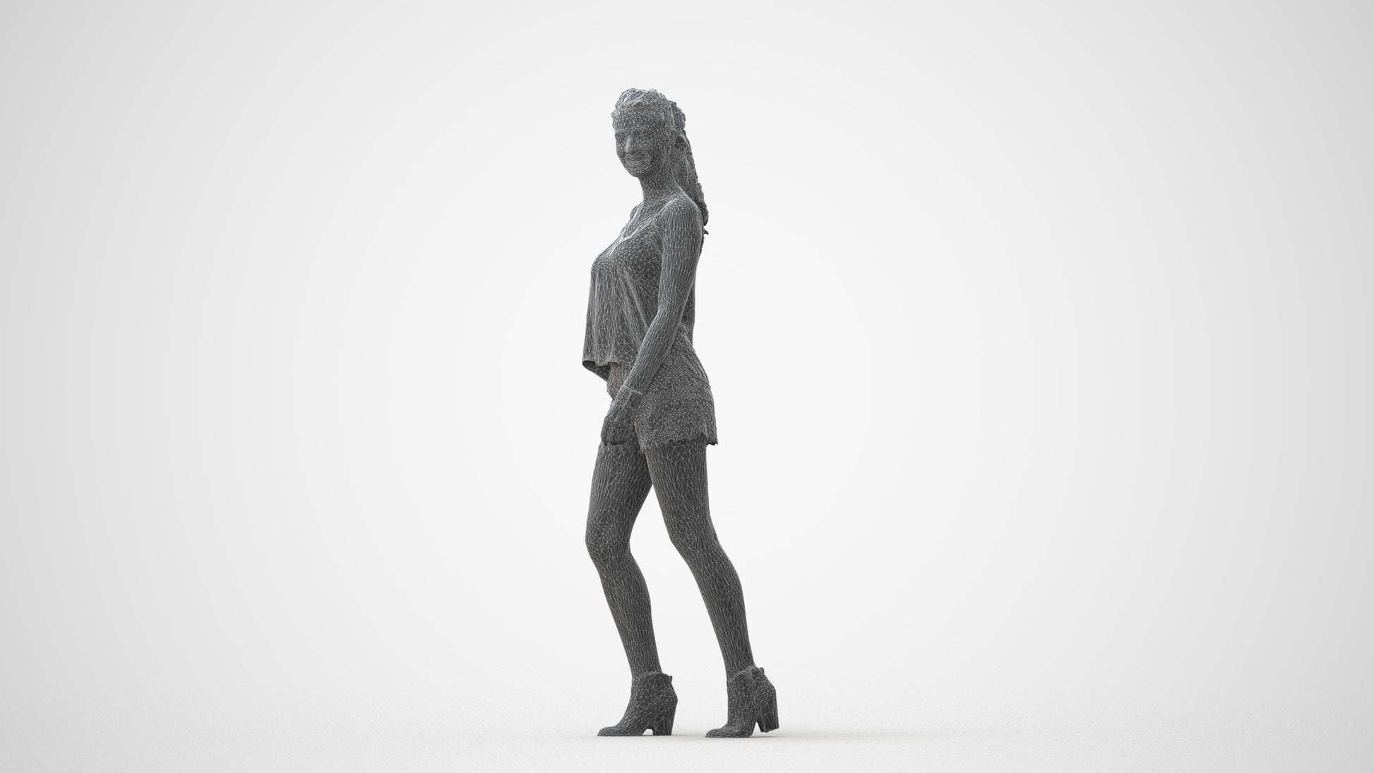 scanned 3D girl casual walking, photogrammetry people for Enscape and V-Ray, square thumbnail