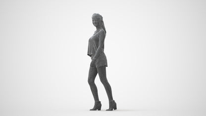 scanned 3D girl casual walking, photogrammetry people for Enscape and V-Ray, square thumbnail