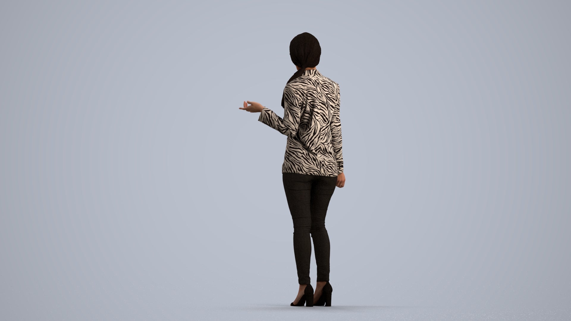 3D people model woman business standing, scanned human for 3ds Max rendering, front view render