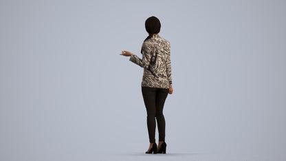 3D people model woman business standing, scanned human for 3ds Max rendering, front view render