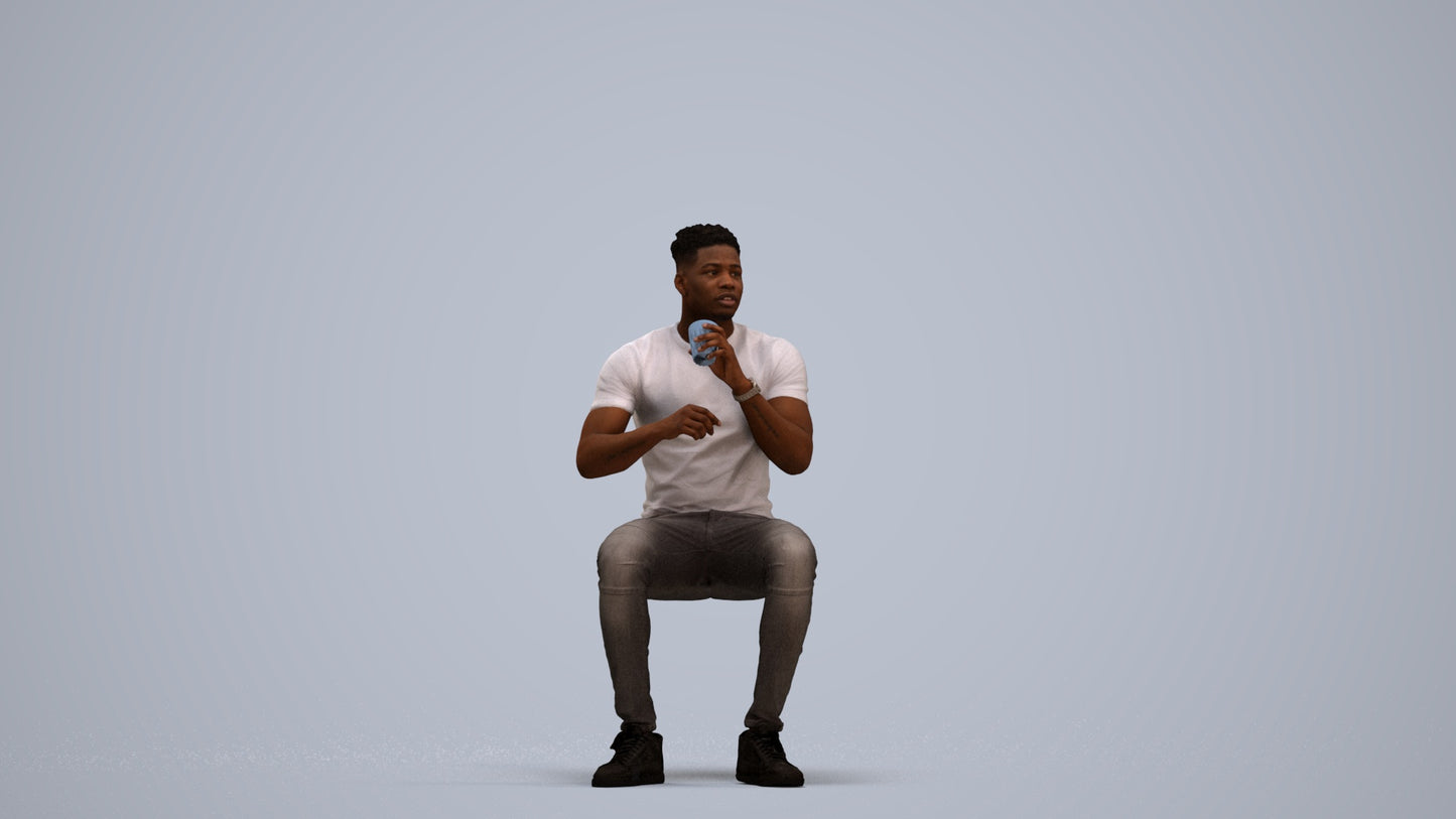 3D human model man casual business, photogrammetry scanned person for archviz, standing pose render