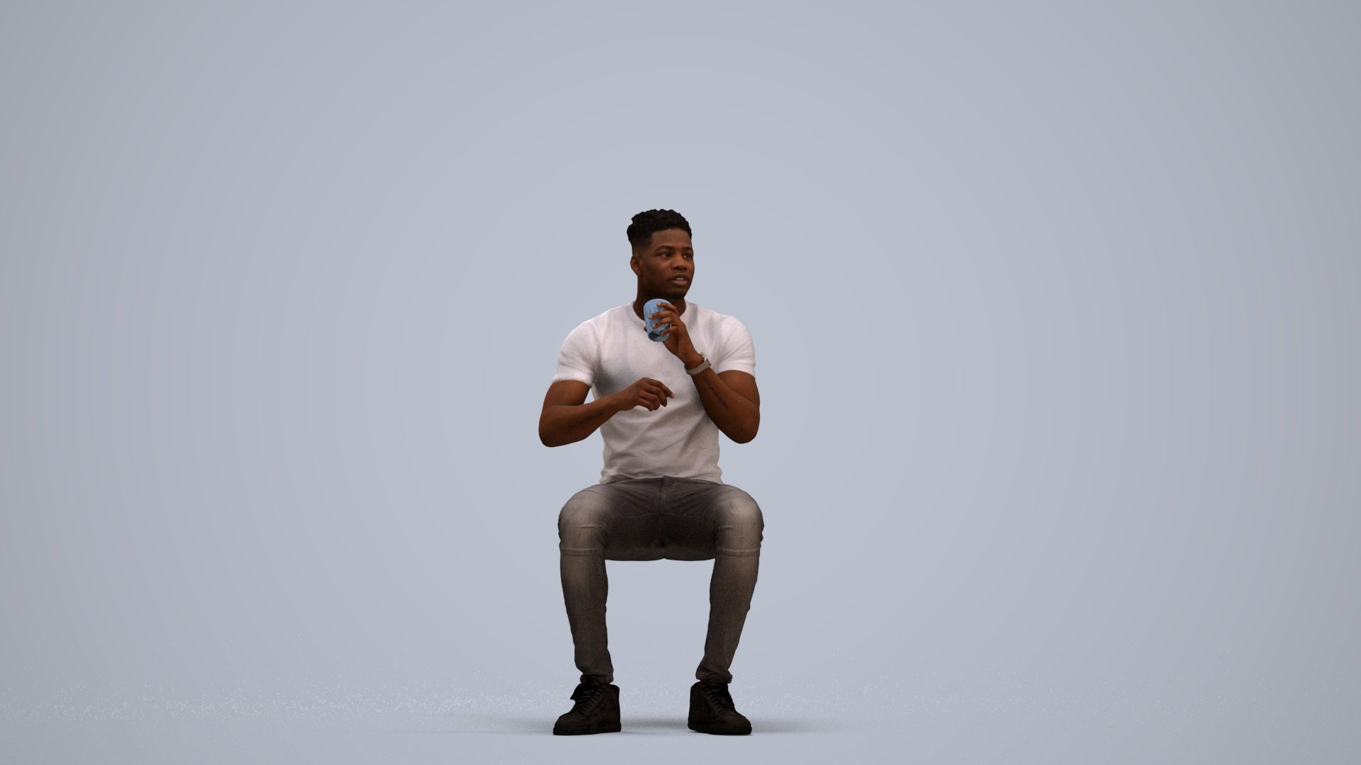 3D human model man casual business, photogrammetry scanned person for archviz, standing pose render