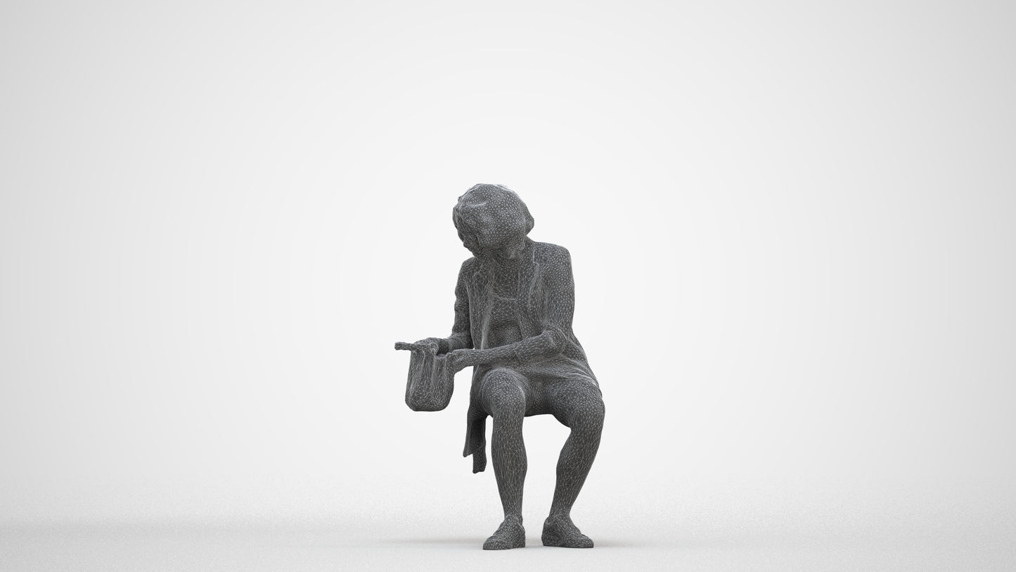 3D people model woman business sitting, scanned human for 3ds Max rendering, three-quarter front view render