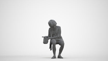 3D people model woman business sitting, scanned human for 3ds Max rendering, three-quarter front view render