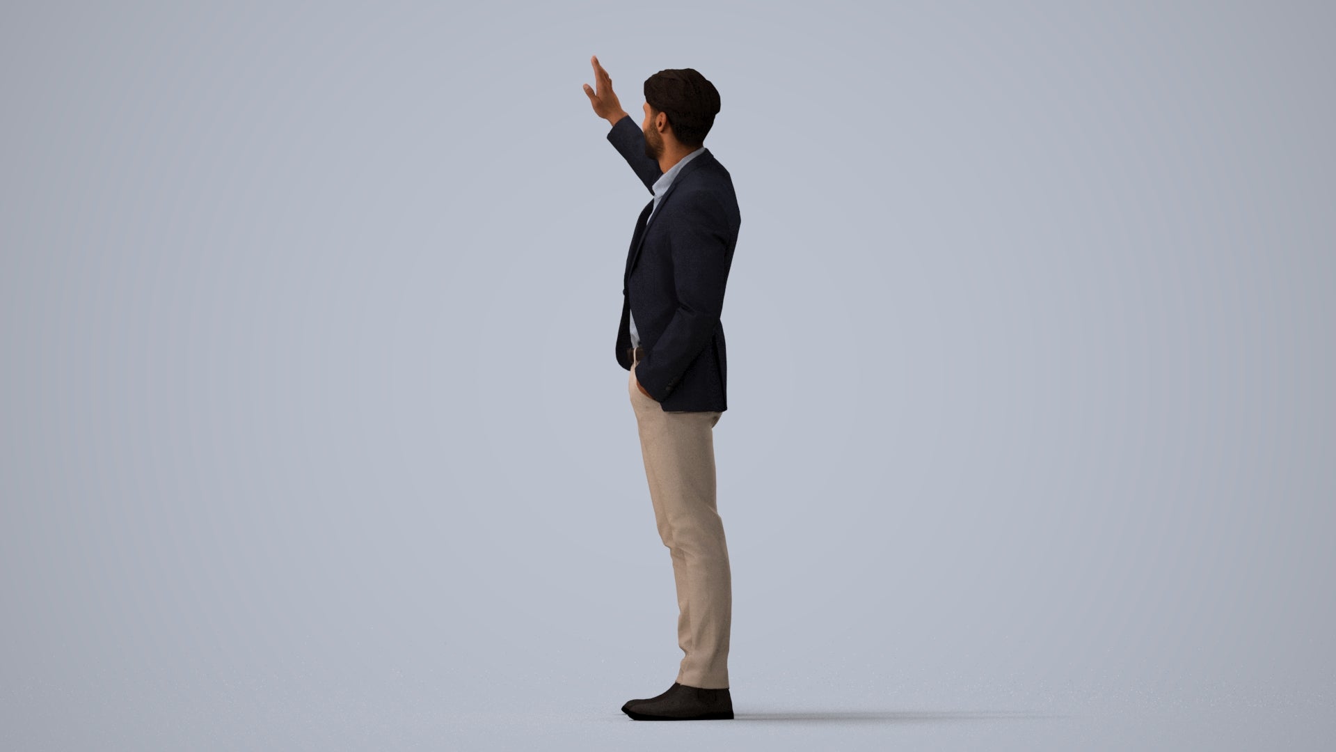 3D scanned man business, photorealistic archviz people for Enscape and SketchUp, three-quarter view render