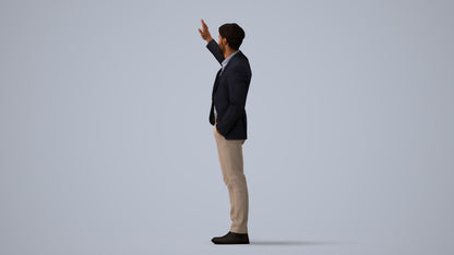 3D scanned man business, photorealistic archviz people for Enscape and SketchUp, three-quarter view render