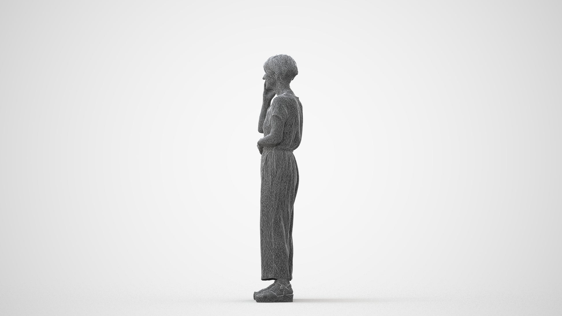 realistic 3D senior woman casual standing, scanned archviz people for Blender and 3ds Max, square thumbnail