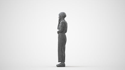 realistic 3D senior woman casual standing, scanned archviz people for Blender and 3ds Max, square thumbnail