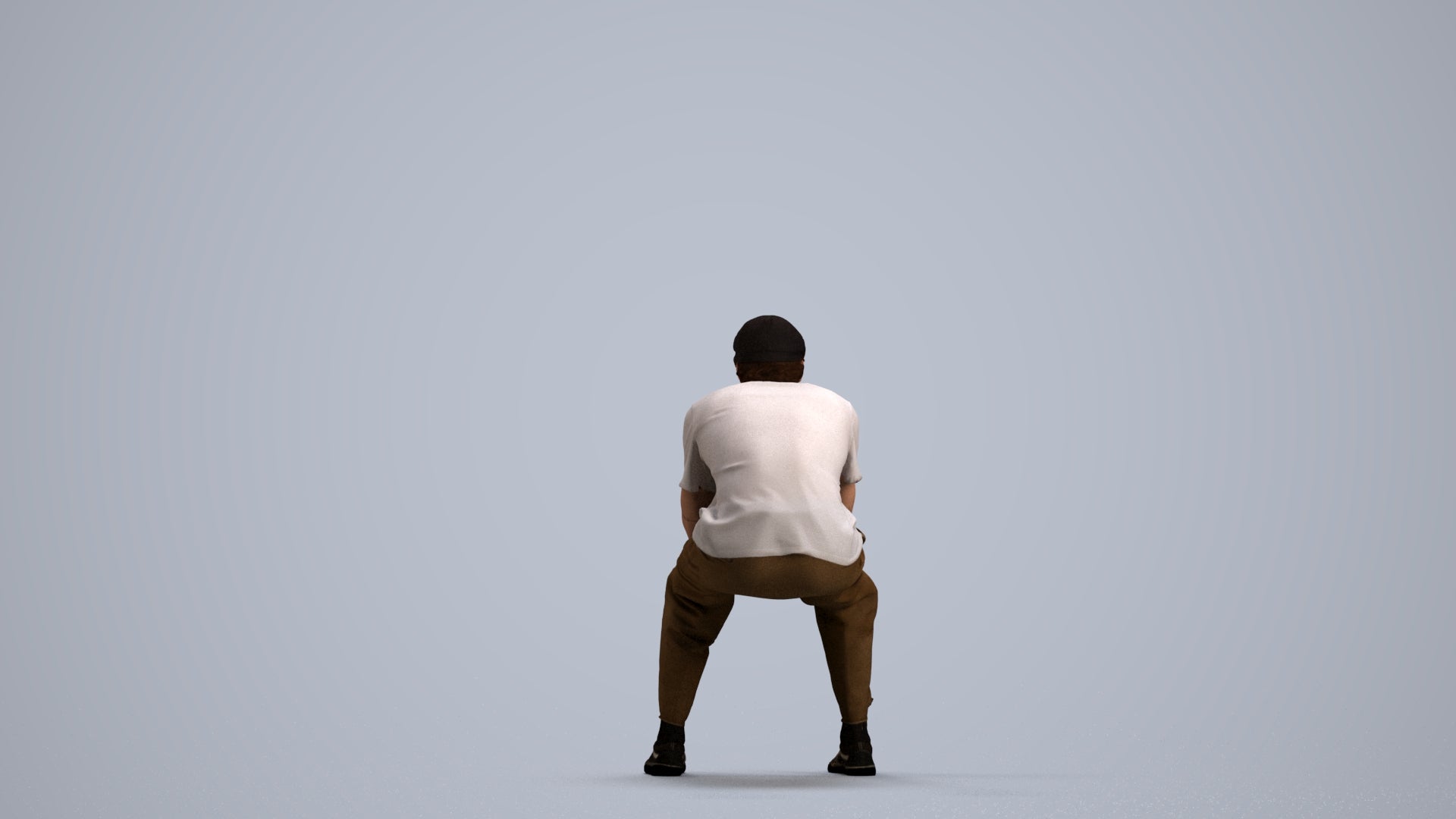 3D scanned man sitting casual, photorealistic archviz people for Enscape and SketchUp, front view render