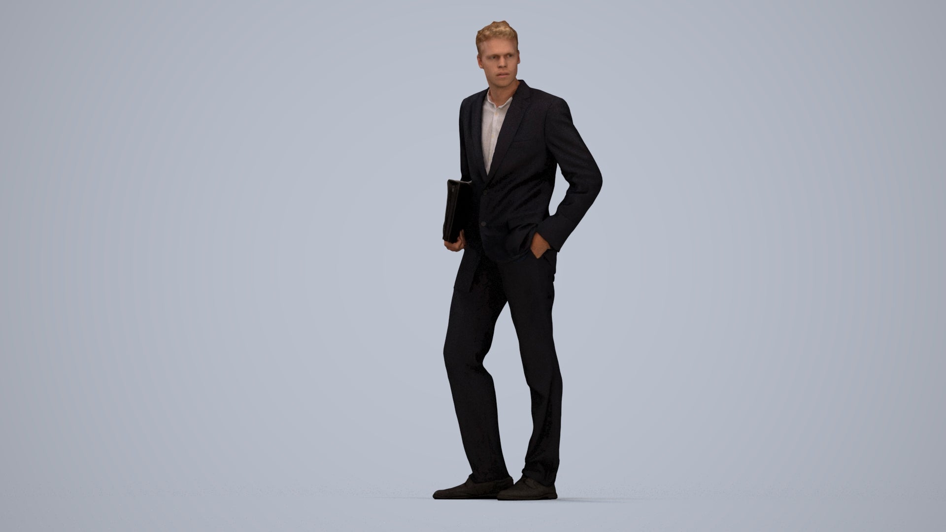 3D people model man business, scanned human for 3ds Max rendering, top-down view render