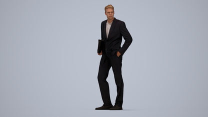 3D people model man business, scanned human for 3ds Max rendering, top-down view render