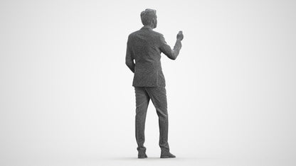 realistic 3D human man business, archviz people FBX OBJ for Blender, wireframe front view